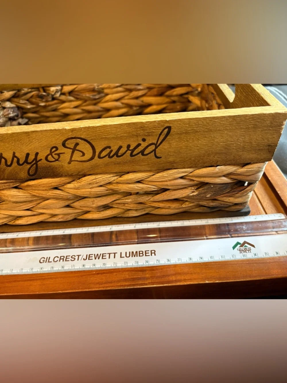 Harry And David Seagrass Woven Basket With Wood Accents